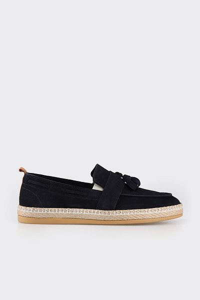 Elle Shoes Navy Blue Leather Men's Espadrille
