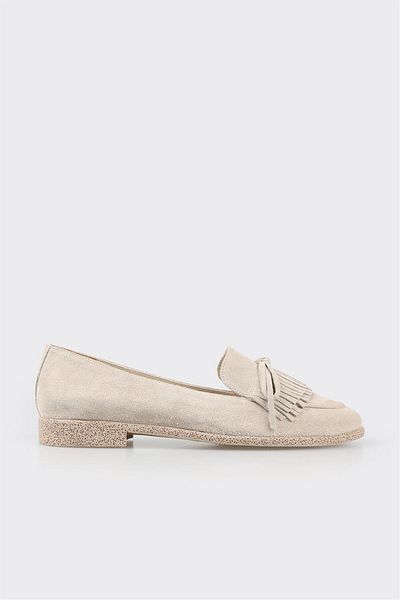 Elle Shoes Beige Leather Women's Loafer