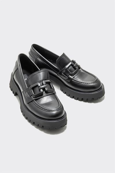 Elle Shoes Black Leather Women's Loafer