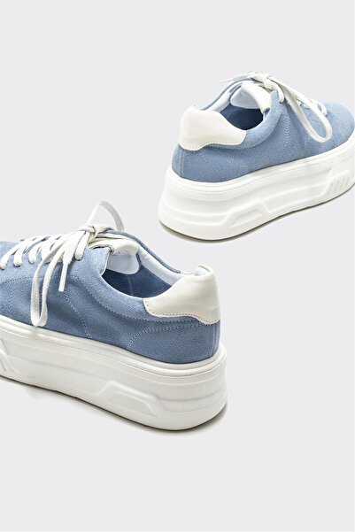 Elle Shoes Mavi Deri Kadın Spor Ayakkabı