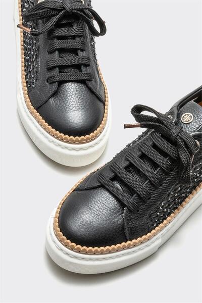 Elle Shoes Siyah Deri Kadın Spor Ayakkabı