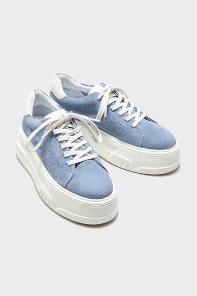Elle Shoes Blue Leather Women's Sports Shoes