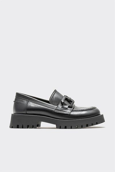 Elle Shoes Black Leather Women's Loafer