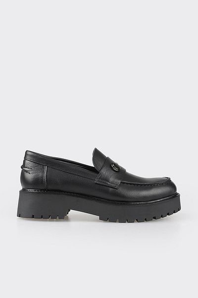 Elle Shoes Black Leather Women's Loafer