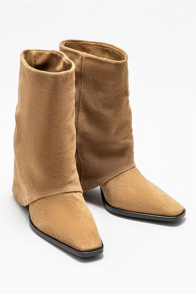 Elle Shoes Γυναικείες μπότες με τακούνι από φυσικό δέρμα