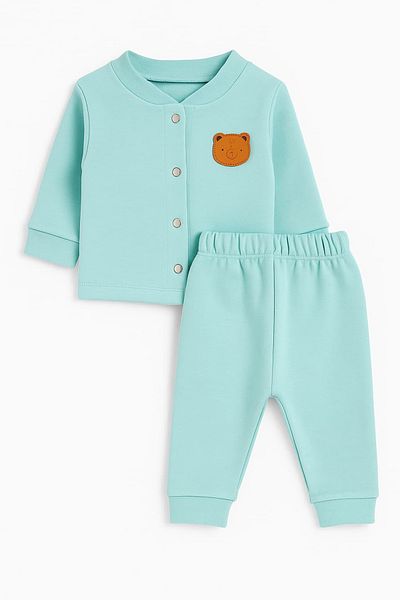 Oz Baby Cotton Lycra Front Snap Fastener 4 Season Baby Set (6-24 Months)