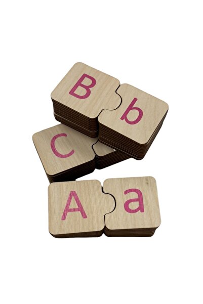 Mind of Toys English Alphabet Matching, Pink, 26 Letters, Wooden Puzzle, Montessori Big Small Letter Puzzle Game