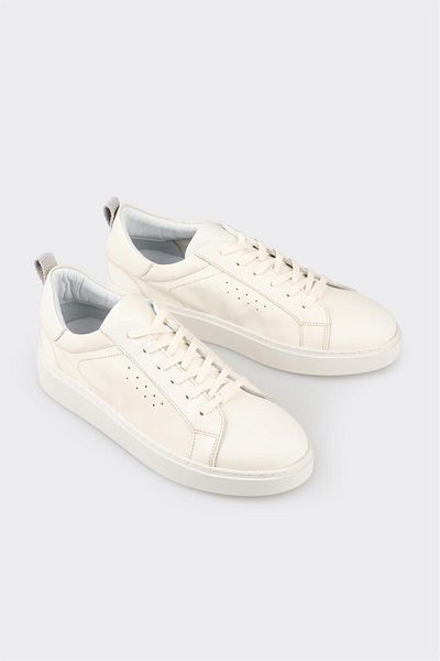 Elle Shoes Ecru Leather Men's Sneakers