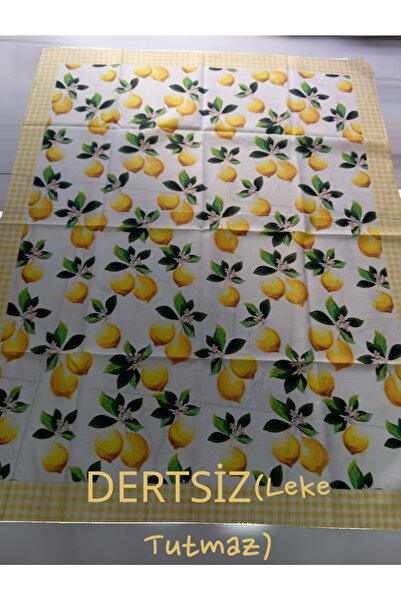 Elisam مفرش طاولة مقاوم للبقع لـ 4 أشخاص (نمط الليمون)