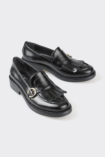 Elle Shoes Black Leather Women's Loafer
