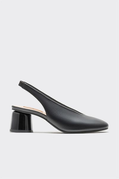 Elle Shoes Black Leather Women's Heeled Shoes