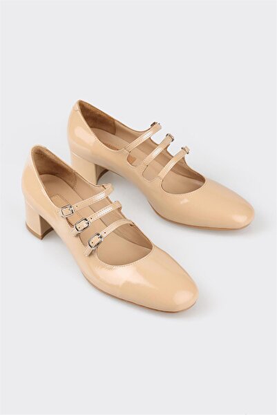 Elle Shoes Naturel Deri Kadın Topuklu Ayakkabı