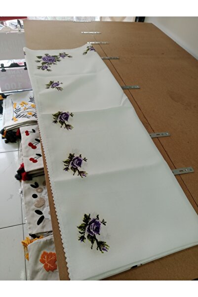 Elisam Stain-Proof, Worry-Free Tablecloth (Cross-Stitch Purple Pattern)