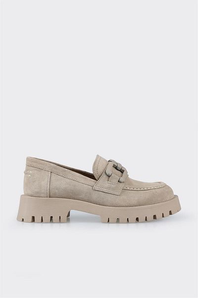 Elle Shoes Beige Leather Women's Loafer