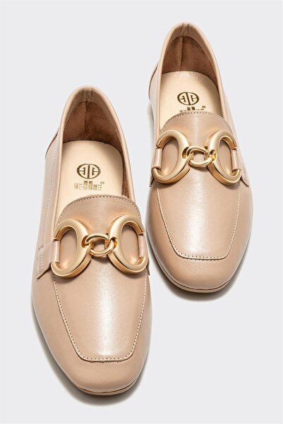 Elle Shoes Naturel Deri Kadın Loafer