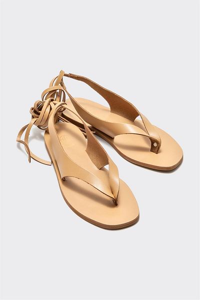 Elle Shoes Natural Leather Women's Flip Flops Sandals
