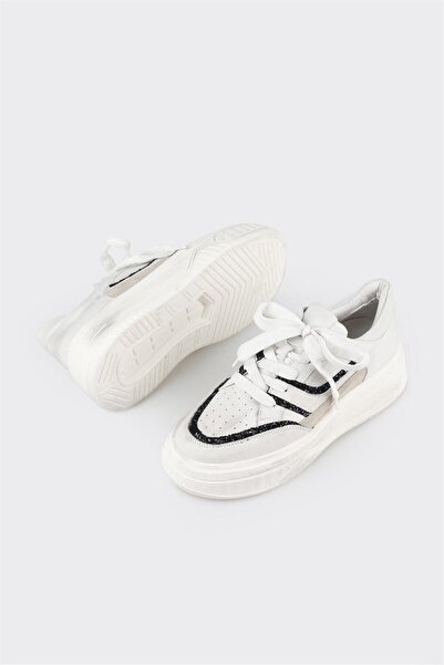 Elle Shoes White Leather Women's Sports Shoes