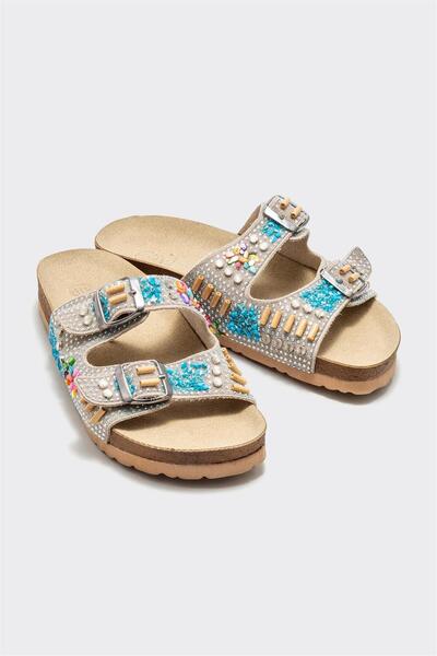 Elle Shoes Bej Deri Kadın Terlik