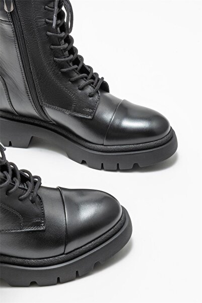 Elle Shoes Siyah Deri Kadın Günlük Bot
