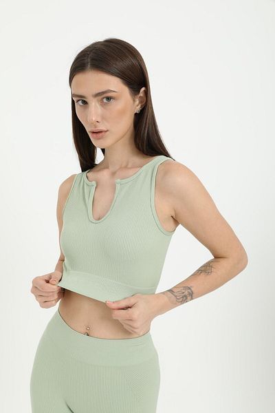 FOREVER MORE Γυναικείο λουράκι με ραβδωτό Crop Top Bustier Written