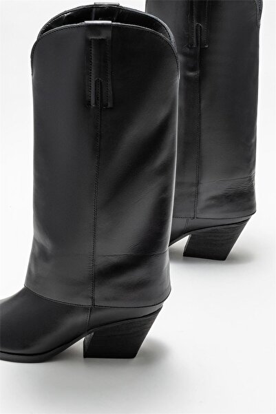 Elle Shoes Μαύρες δερμάτινες μπότες Western