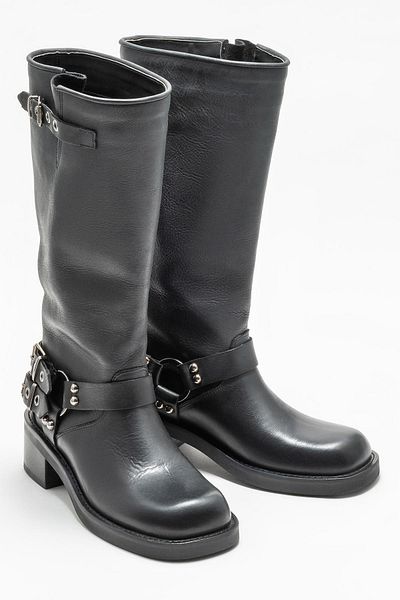 Elle Shoes Black Leather Women's Boots