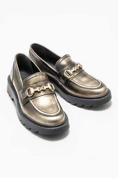 Elle Shoes Дамски мокасини от златна кожа
