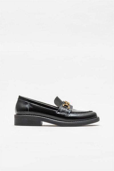 Elle Shoes Black Leather Women's Loafer