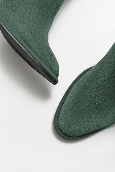 Elle Shoes Yeşil Deri Kadın Topuklu Bot