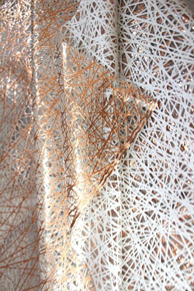 Yıldızhome Thread Pattern Wicker PVC Transparent Coated Luxury Oilcloth Tablecloth Copper