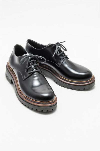 Elle Shoes Women's Black Leather Oxford