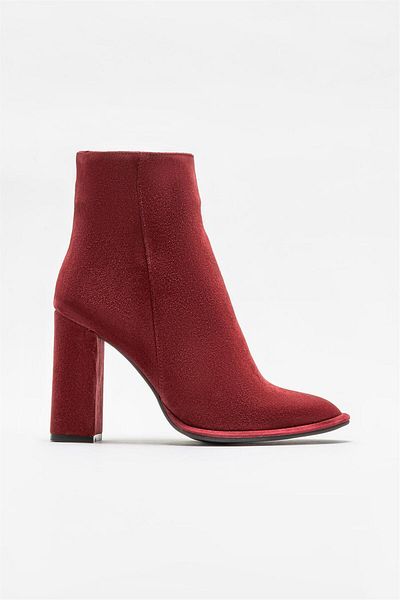 Elle Shoes Γυναικείες μπότες με τακούνι από μπορντό δέρμα