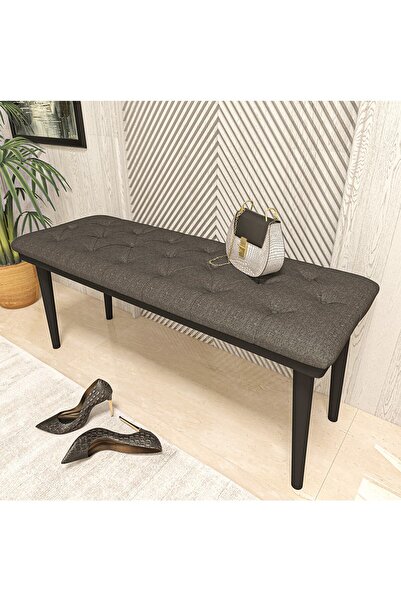 midoser Bench 115 X 50 Cm Yatak Odası Mutfak Antre Puf Siyah Ayak - Koyu Gri