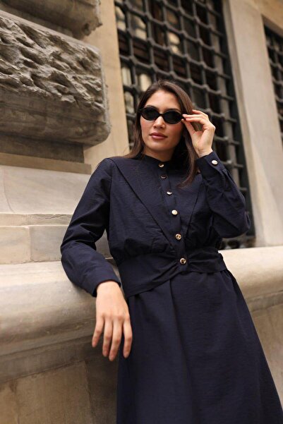 Cardella Γυναικείο Σετ Φόρεμα και Παλτό Alice Gilet με Συσπειρωμένη Μέση