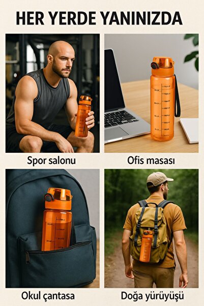 Open Home Concept 1 Liter - Leakproof Sippy Water Bottle Orange for School Workplace Gym