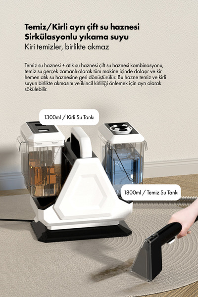 Whirtz Ea-1000 Halı Yıkama Makinesi Islak Kuru Temizlik - Halı Koltuk Temizleyici - 650w Vakumlu