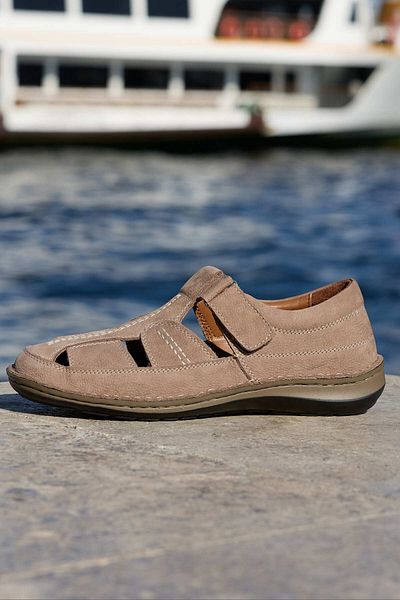 Vantaggio Ανδρικά πέδιλα Alfio Sand Nubuck Orthopedic 100% γνήσιο δέρμα