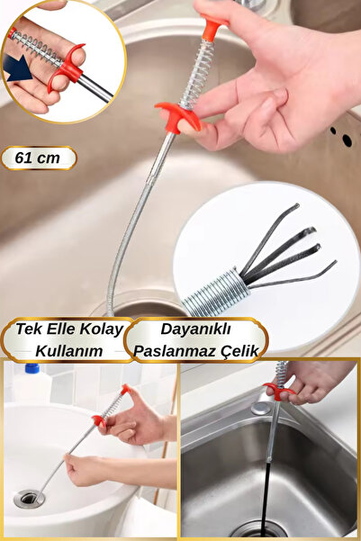 Hane Dostu 61 Cm Paslanmaz Çelik Lavoba Açıcı Tel