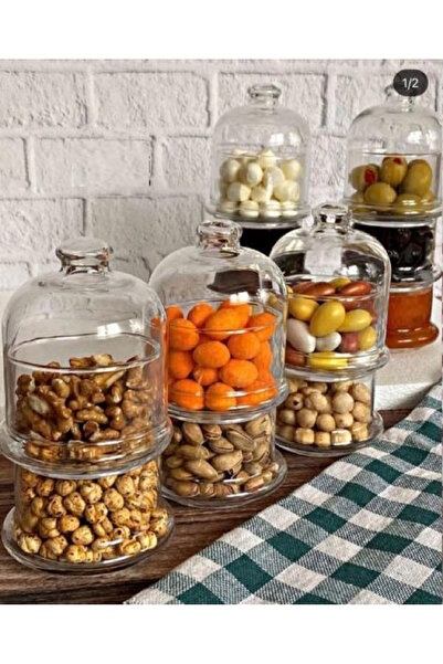 btm home 2 Katlı Cam Sunumluk - Kurabiyelik - Drajelik - Reçellik - Çerezlik