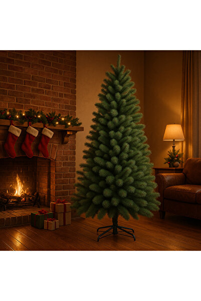 Yellowtech Yılbaşı Çam Ağacı 1.kalite 180cm 540 Dallı Demir Ayak Özel Kutusunda (3X3 metre Peri Led Hediyeli)