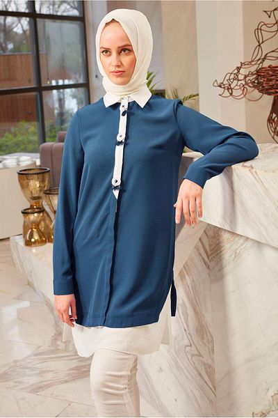 Alvina SHIRT COLLAR ACCESSORY DETAIL TUNIC 43703