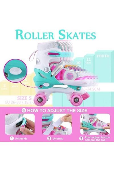 Rovyfota Skates Shoes for Beginners,Fun Illuminating Roller Skates, Size:M