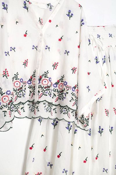 Lavanta Tekstil Embroidered Shirt Skirt Set