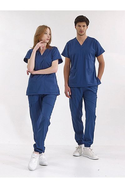 ÇİZGİ MEDİKAL Scrubs pentru picioare de jogger de lux albastru petrol - Set uniform Lycra
