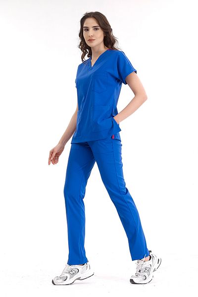 ÇİZGİ MEDİKAL Scrubs de înaltă calitate Lycra Saks Blue Uniform
