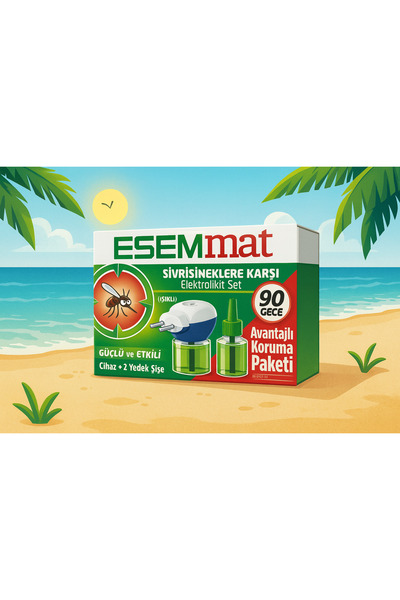 Esemmat Elektrolikit Mini Set Cihaz 90 Gece +2 Adet Yedek Sinek Kovucu Likit