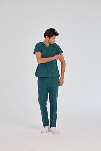 ÇİZGİ MEDİKAL Dr Greys Terikoton, verde petrol, tricou pentru asistentă medicală, costum de chirurgie medicală, țesătură subțire (SUB-TOP)