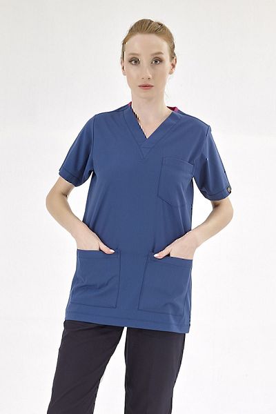 ÇİZGİ MEDİKAL Tricou unic pentru asistentă medicală din Lycra de lux Silva albastru petrol (țesătură lycra de lux de înaltă calitate)