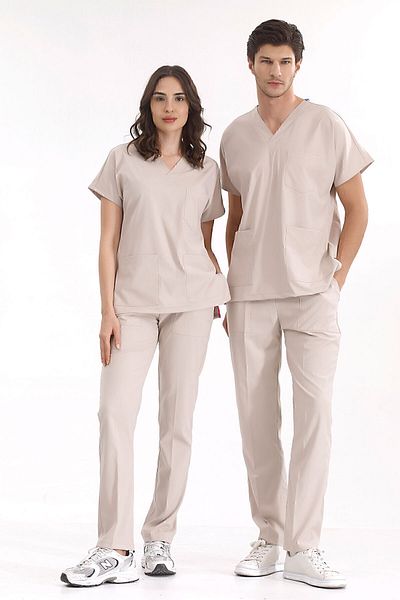 ÇİZGİ MEDİKAL Scrubs uniform de înaltă calitate Lycra Cream Color