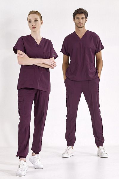 ÇİZGİ MEDİKAL Set de uniforme de înaltă calitate Lycra Plum Jogger Leg